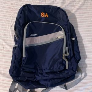 L.L. Bean 100% Nylon Navy Blue Gray Backpack